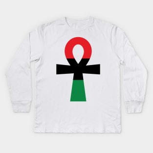 Red, Black & Green Ankh Kids Long Sleeve T-Shirt